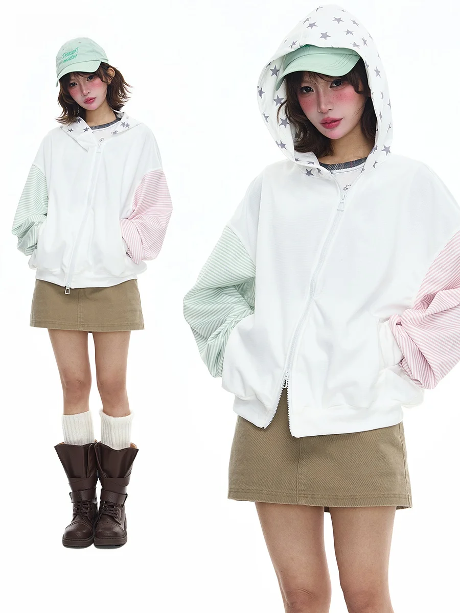 Женская свободная универсальная толстовка Sanowers в американском ретро-стиле с полосками, на молнии, с длинными рукавами, новинка весны, модная, с длинными рукавами
Женская свободная универсальная толстовка Sanowers в американском ретро-стиле с полосками, на молнии, с длинными рукавами, новинка весны, модная, с длинными рукавами