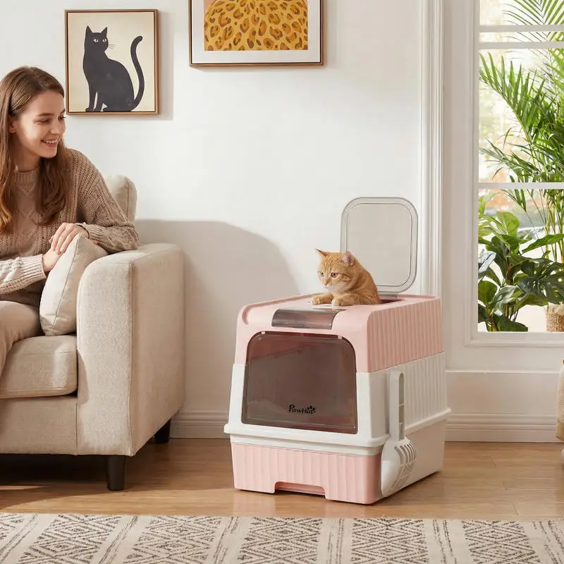 PawHut Cat Litter Box Hooded Cat Litter Tray with Drawer Pan Front Entry & Top Exit Easy Cleaning Pink
PawHut Cat Litter Box Hooded Cat Litter Tray with Drawer Pan Front Entry & Top Exit Easy Cleaning Pink