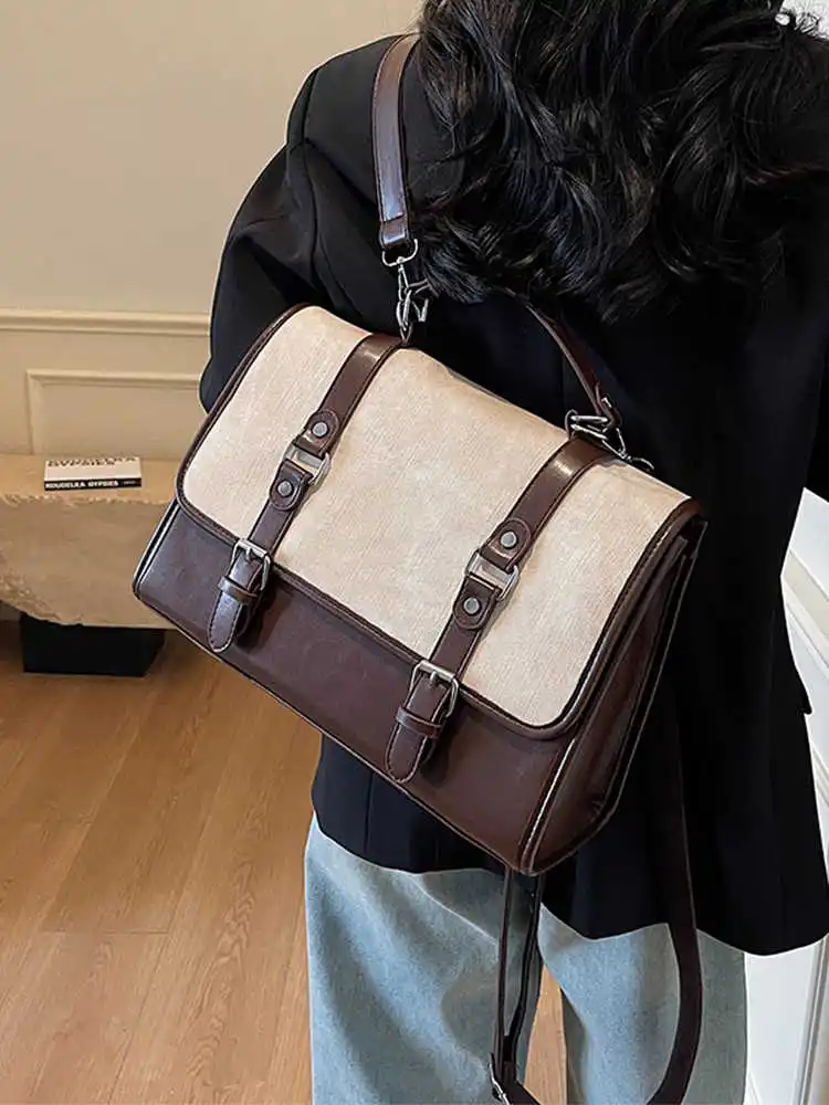 Women's Coffee Colored Large Capacity Backpack New High-end PU Leather Backpacks Texture Retro Color Blocking Shopping Handbag
Women's Coffee Colored Large Capacity Backpack New High-end PU Leather Backpacks Texture Retro Color Blocking Shopping Handbag