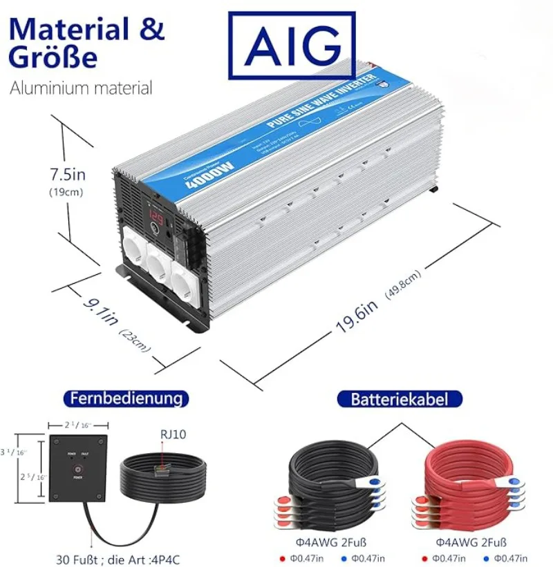 12V 230V Power Inverter With AC Hard Wire Terminals 4000W Pure Sine Wave Voltage Converter
12V 230V Power Inverter With AC Hard Wire Terminals 4000W Pure Sine Wave Voltage Converter
