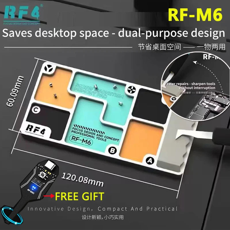 RF4 RF-M6 Magnetic Absorption Nano Disk Mobile Phone And Computer Repair Screw Magnet Storage Pad Strip Positioning Memory Board
RF4 RF-M6 Magnetic Absorption Nano Disk Mobile Phone And Computer Repair Screw Magnet Storage Pad Strip Positioning Memory Board
