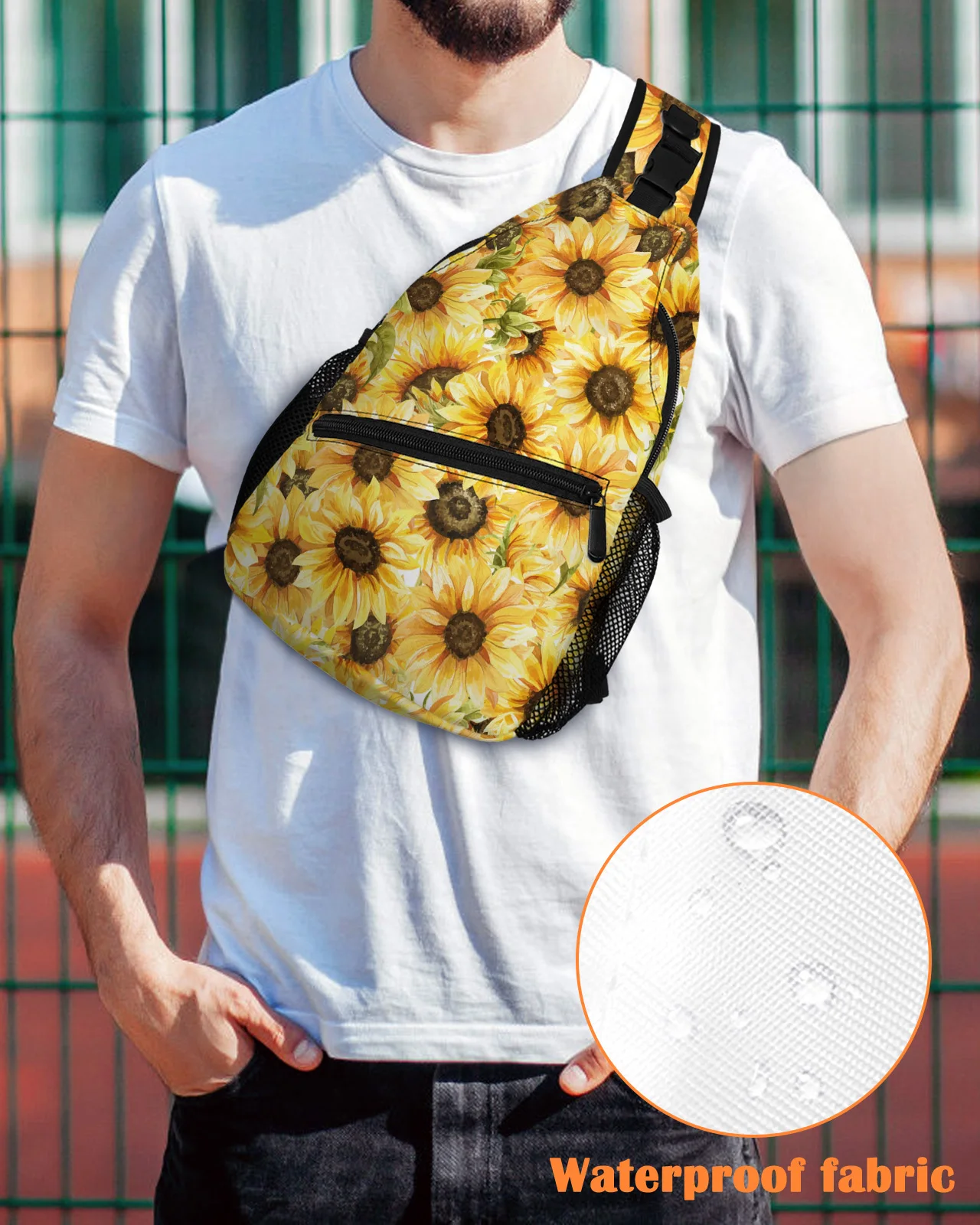 Sunflower Watercolor Flowers Chest Bag for Men Casual Sports Shoulder Bag Women's Travel Waterproof Messenger Bag
Sunflower Watercolor Flowers Chest Bag for Men Casual Sports Shoulder Bag Women's Travel Waterproof Messenger Bag