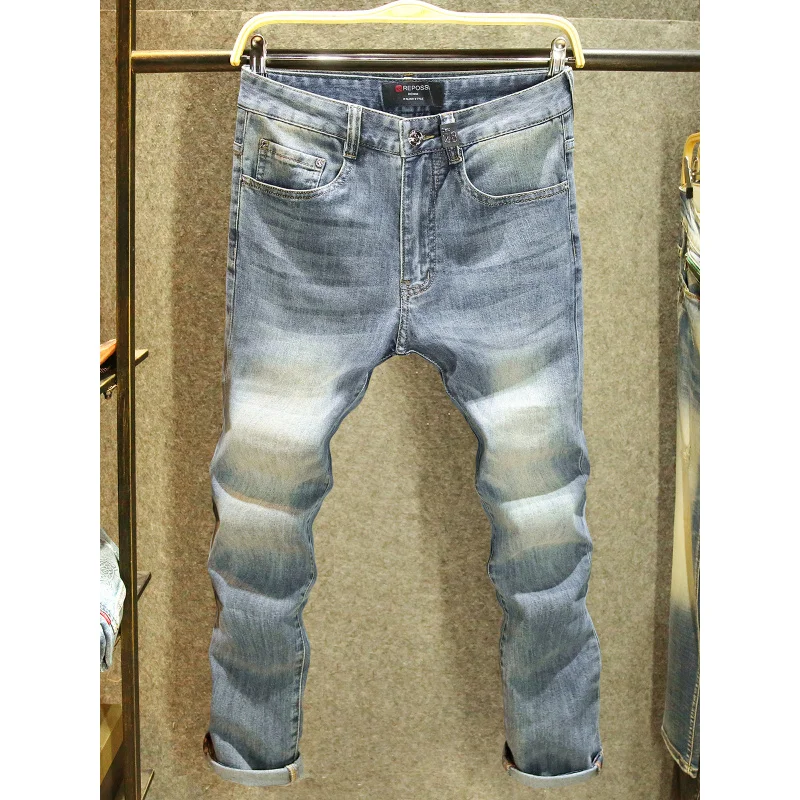 High end embroidered jeans with back pocket, men's stretch slim fit, small feet, summer fashion, light luxury, trendy pants
High end embroidered jeans with back pocket, men's stretch slim fit, small feet, summer fashion, light luxury, trendy pants