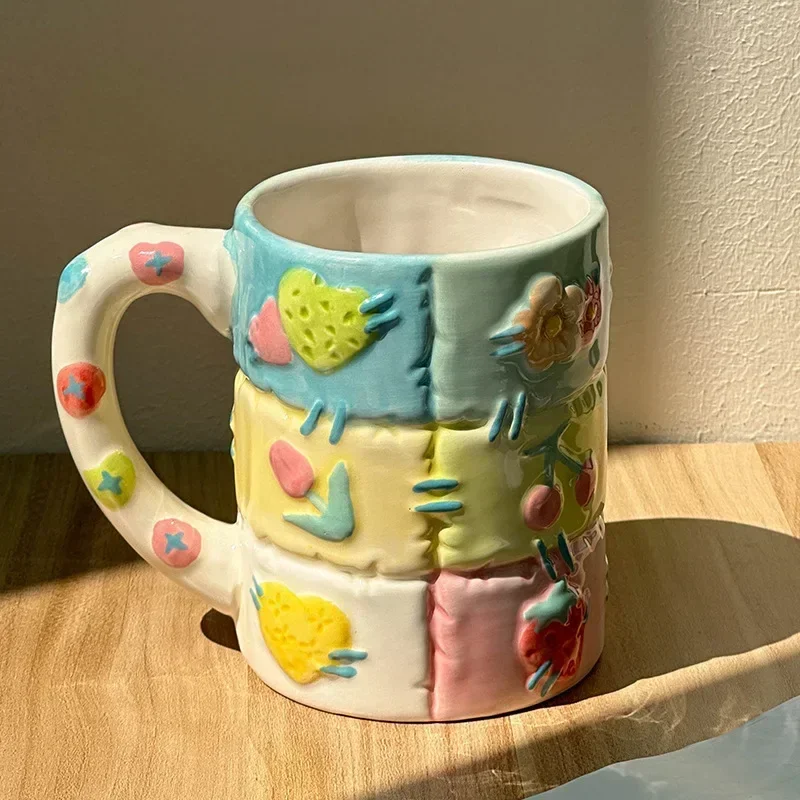 French Retro Ceramic Cups Exquisite Creative Patch Mugs Patchwork Mug Girls Hand Knead Irregular Drinking Water Breakfast Cup
French Retro Ceramic Cups Exquisite Creative Patch Mugs Patchwork Mug Girls Hand Knead Irregular Drinking Water Breakfast Cup