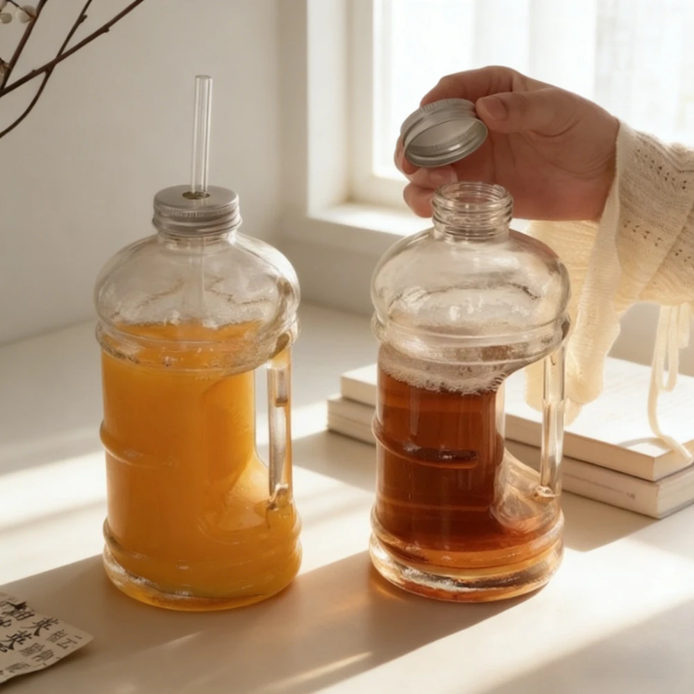 Large-capacity Milk Bottle Household Creative Glass Beverage Bottle with Handle and Sealing Cap Wine Pot Portable Cold Water Pot
Large-capacity Milk Bottle Household Creative Glass Beverage Bottle with Handle and Sealing Cap Wine Pot Portable Cold Water Pot