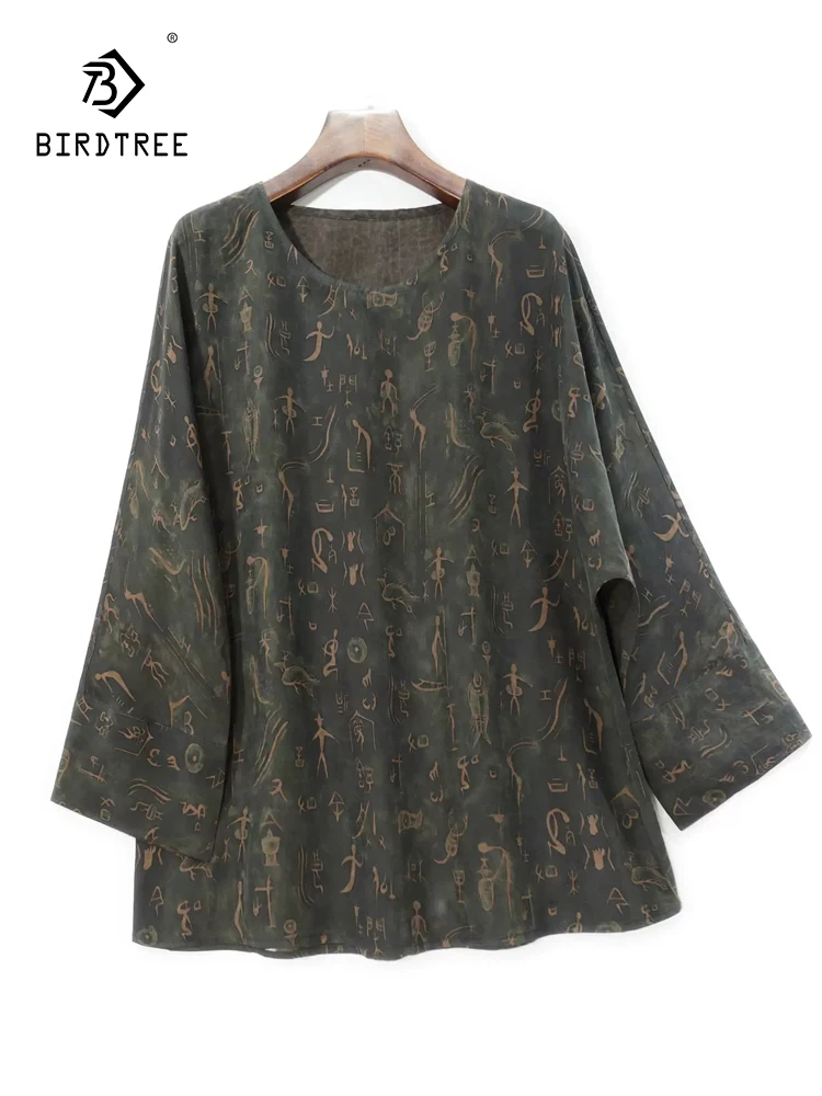 Birdtree, 32MM Real Silk Elegant T-Shirt, Women O Neck Long Sleeve Printed, Retro Commute Loose Tops, 2024 Summer New T44935QC
Birdtree, 32MM Real Silk Elegant T-Shirt, Women O Neck Long Sleeve Printed, Retro Commute Loose Tops, 2024 Summer New T44935QC