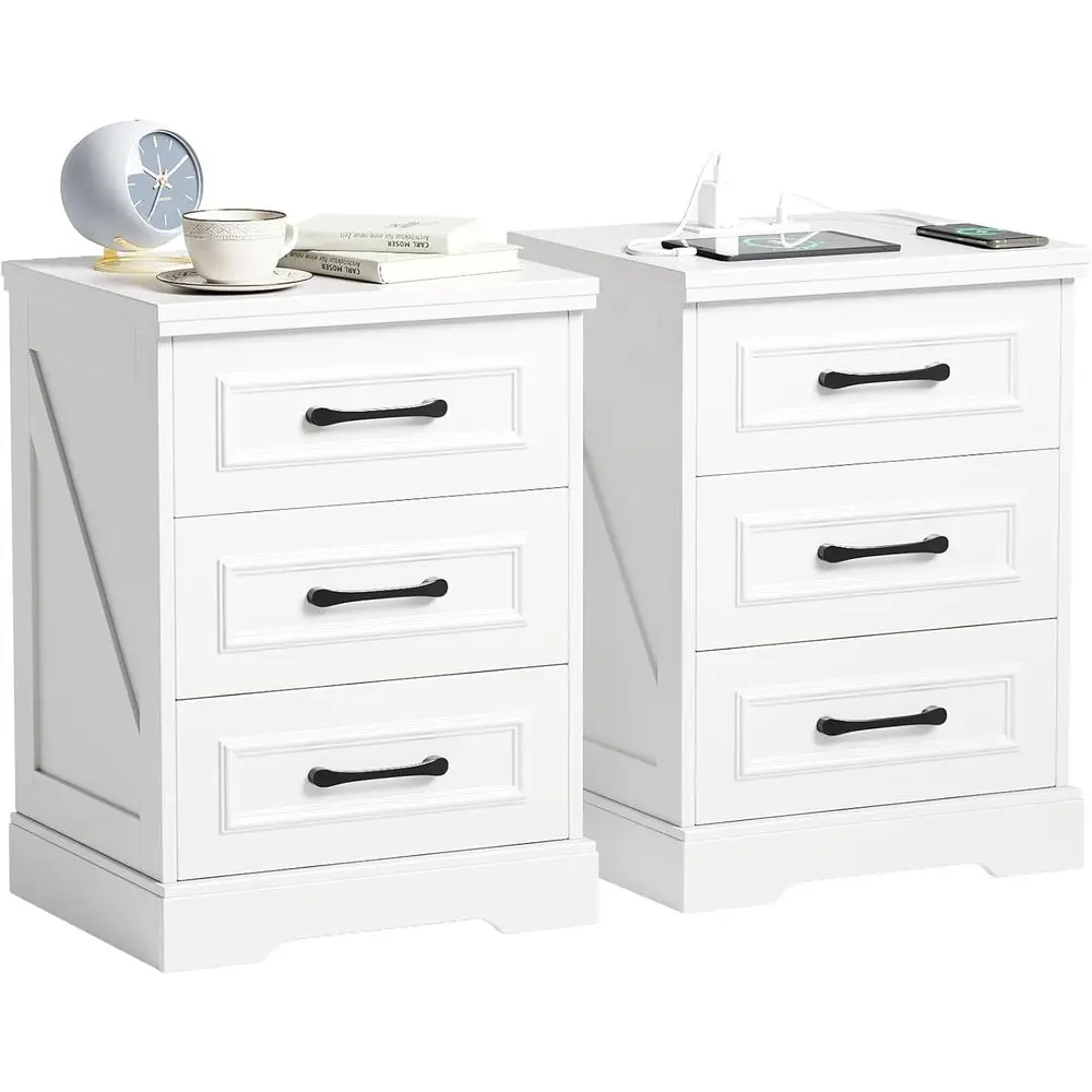 2-Piece White Nightstand Set with USB & Type-C Ports, 26 Wood Bedside Table with 3 Drawers, Suitable for Bedroom, Living Room, H
2-Piece White Nightstand Set with USB & Type-C Ports, 26 Wood Bedside Table with 3 Drawers, Suitable for Bedroom, Living Room, H