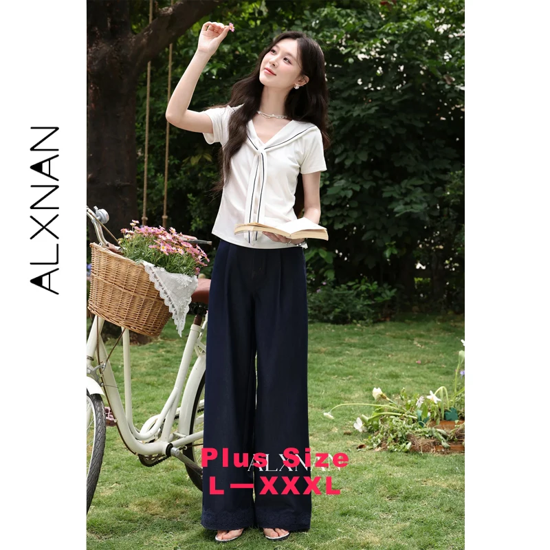 ALXNAN Plus Size Women's White T-shirt Summer Fashion Sailor Collar Waist Split Short Sleeve T-shirts Elegant Female Tops D63833
ALXNAN Plus Size Women's White T-shirt Summer Fashion Sailor Collar Waist Split Short Sleeve T-shirts Elegant Female Tops D63833
