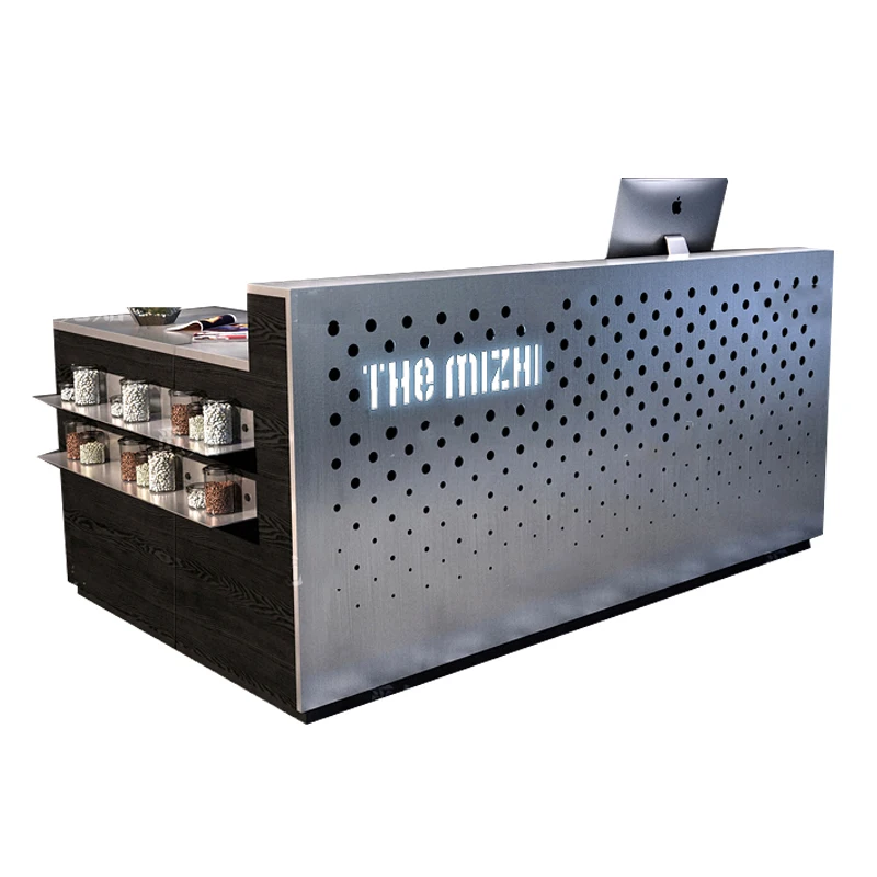 Stainless steel front desk reception counter, bar counter, cash register, minimalist modern creative clothing store counter
Stainless steel front desk reception counter, bar counter, cash register, minimalist modern creative clothing store counter