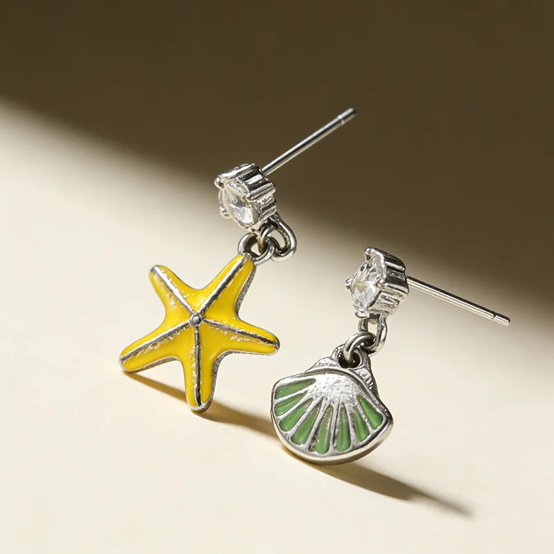 New Fashion Asymmetric Shell Starfish 925 Sterling Silver Jewelry Tassel Female Stud Earrings 3027
New Fashion Asymmetric Shell Starfish 925 Sterling Silver Jewelry Tassel Female Stud Earrings 3027