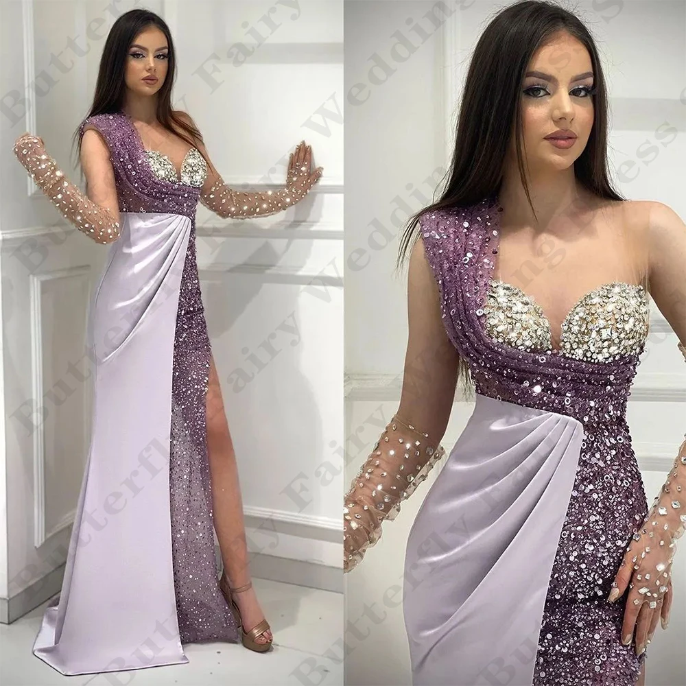 Fashion Elegant Evening Dresses For Women Exquisite Sparkling Beading Sexy Off Shoulder Long Sleeved High Slit Party Prom Gowns
Fashion Elegant Evening Dresses For Women Exquisite Sparkling Beading Sexy Off Shoulder Long Sleeved High Slit Party Prom Gowns