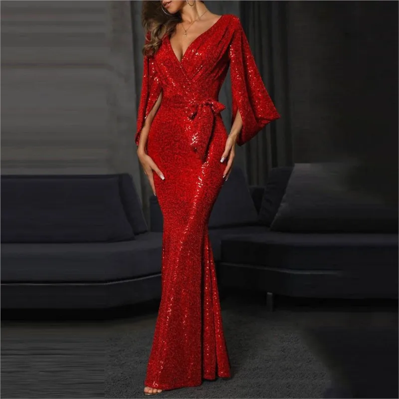 New slit sequined long floor-length dress
New slit sequined long floor-length dress