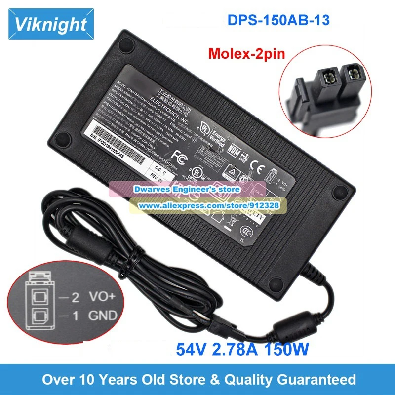 DPS-150AB-13 Power Adapter Charger 54V 2.78A 150W IFQD1841020549 for FG-81E-POE FG-60E-poe Power Supply Molex-2pin
DPS-150AB-13 Power Adapter Charger 54V 2.78A 150W IFQD1841020549 for FG-81E-POE FG-60E-poe Power Supply Molex-2pin