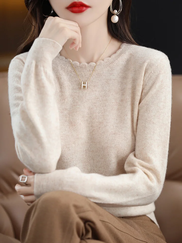 Casual Loose Long Sleeve round Neck Knitted Base Shirt Women's New Style 2024 Autumn Winter Fashionable Lace Trim Bottom Shirt
Casual Loose Long Sleeve round Neck Knitted Base Shirt Women's New Style 2024 Autumn Winter Fashionable Lace Trim Bottom Shirt