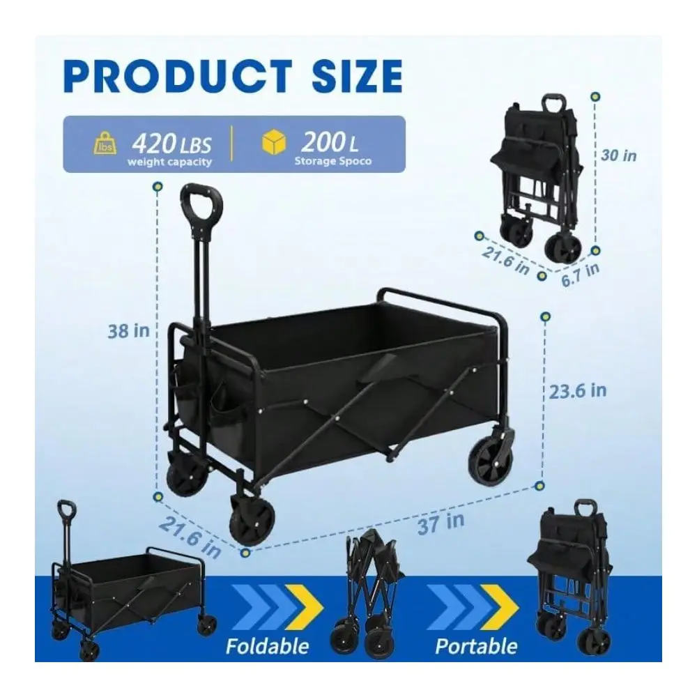Carts Foldable, Collapsible Wagon With AllTerrain Wheels 420lbs Weight Capacity Heavy Duty Utility Wagon With Drink Holders For
Carts Foldable, Collapsible Wagon With AllTerrain Wheels 420lbs Weight Capacity Heavy Duty Utility Wagon With Drink Holders For