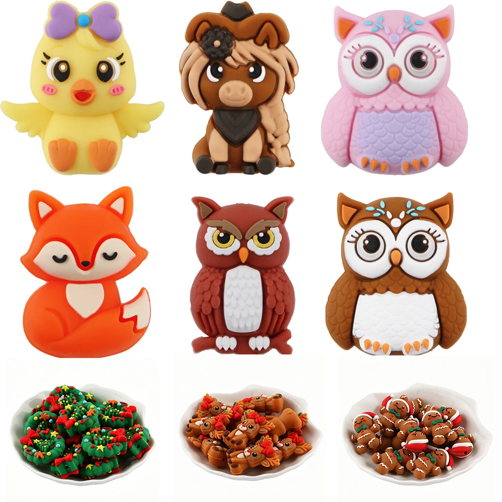 50/100/200Pcs Cartoon Animals Silicone Focus Beads Grade For Jewelry Making DIY Pen KeyChain Bracelet Necklace Accessories
50/100/200Pcs Cartoon Animals Silicone Focus Beads Grade For Jewelry Making DIY Pen KeyChain Bracelet Necklace Accessories 