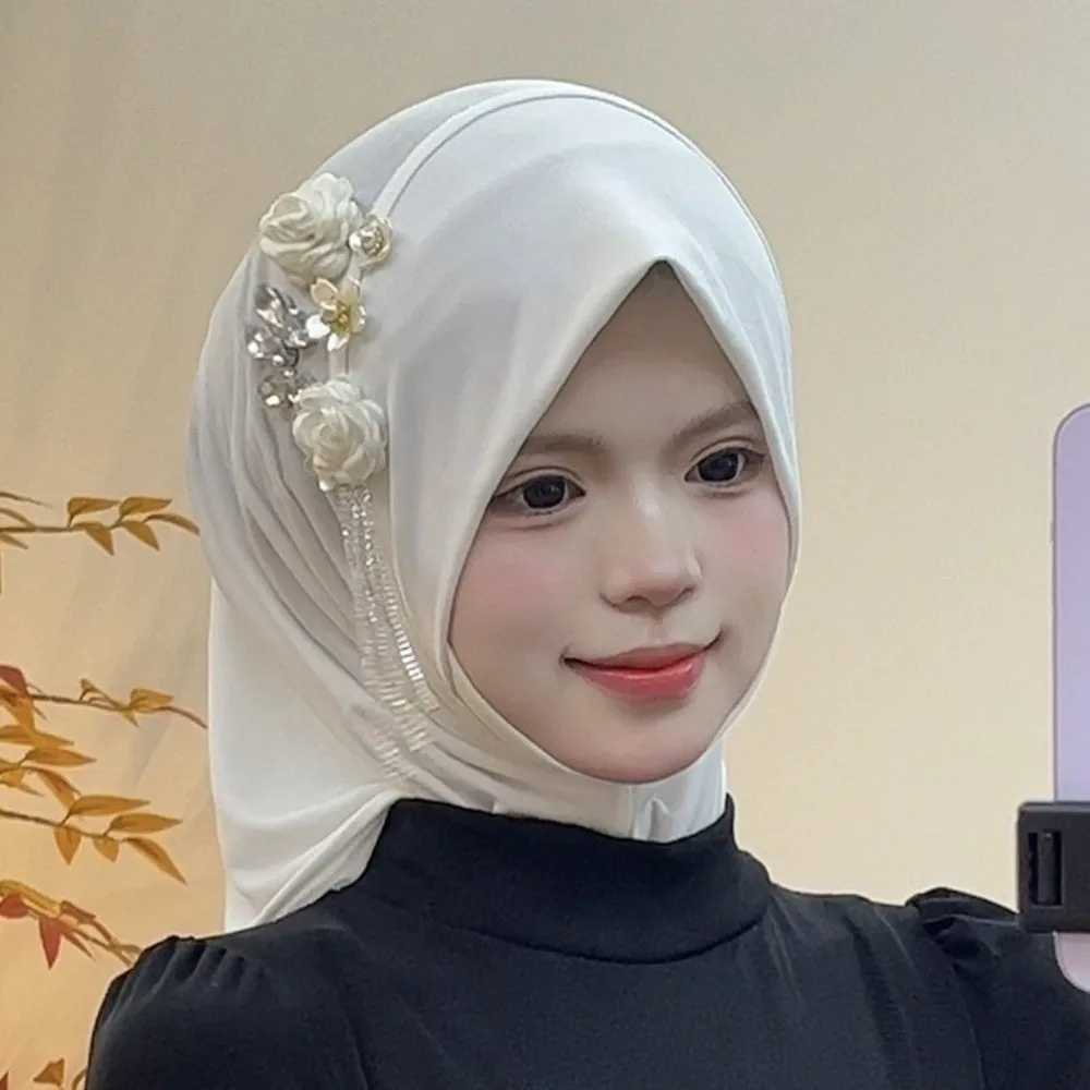 Elegant Elastic Flower Tassel Hijab Cap Soft Fabric Solid Color Pre-Tied Headscarf Breathable Polyester Head Wrap Work
Elegant Elastic Flower Tassel Hijab Cap Soft Fabric Solid Color Pre-Tied Headscarf Breathable Polyester Head Wrap Work