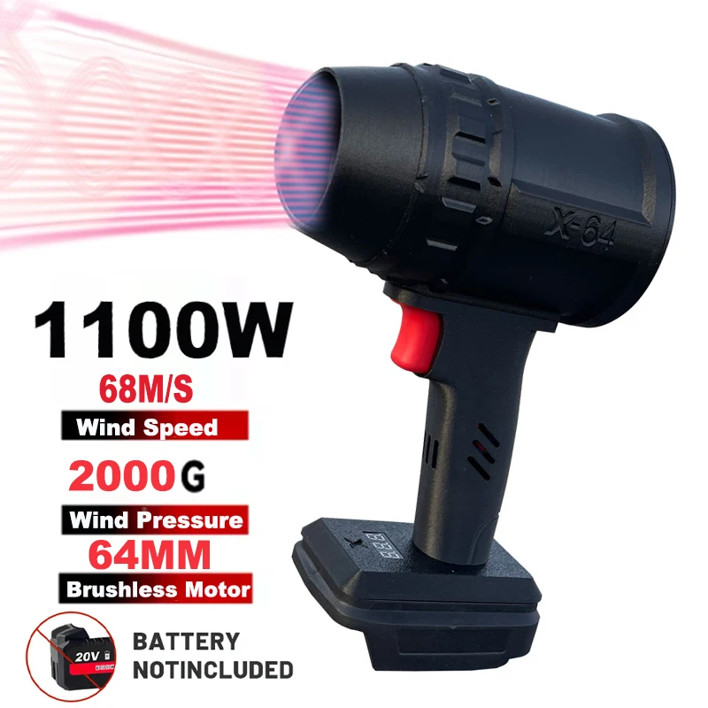 1100W Handheld Turbo Jet Fan Car Violent Blower Powerful Air Blower 2000g Thrust 64mm Brushless Motor Car Wash Air Gun Dryer
1100W Handheld Turbo Jet Fan Car Violent Blower Powerful Air Blower 2000g Thrust 64mm Brushless Motor Car Wash Air Gun Dryer 