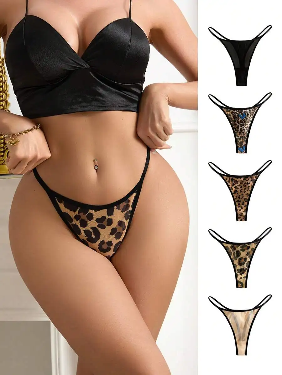 5pcs Leopard Print Low Waist G-String Panties Set Animal Print Underwear
5pcs Leopard Print Low Waist G-String Panties Set Animal Print Underwear