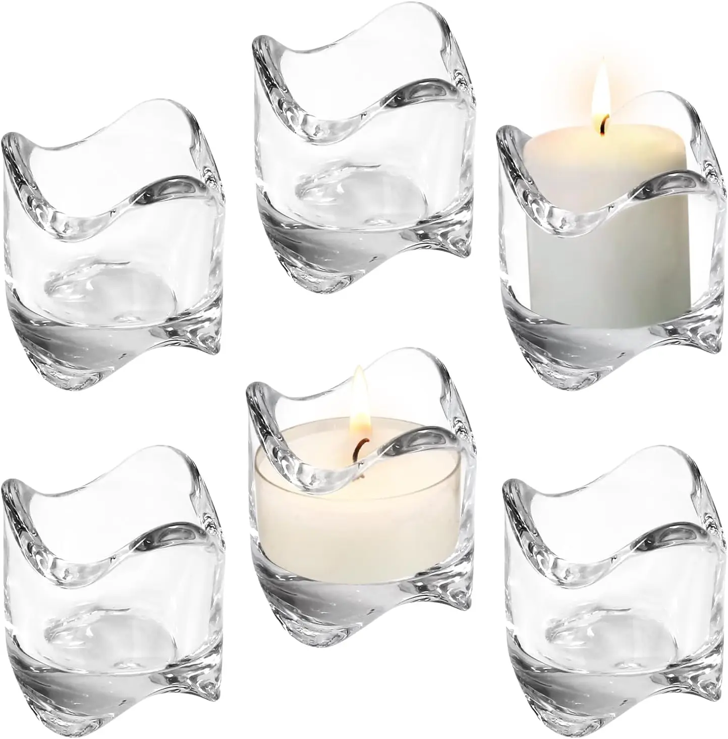 6 Clear Glass Tealight Candle Holders for Wedding Centerpieces & Home Decor
6 Clear Glass Tealight Candle Holders for Wedding Centerpieces & Home Decor