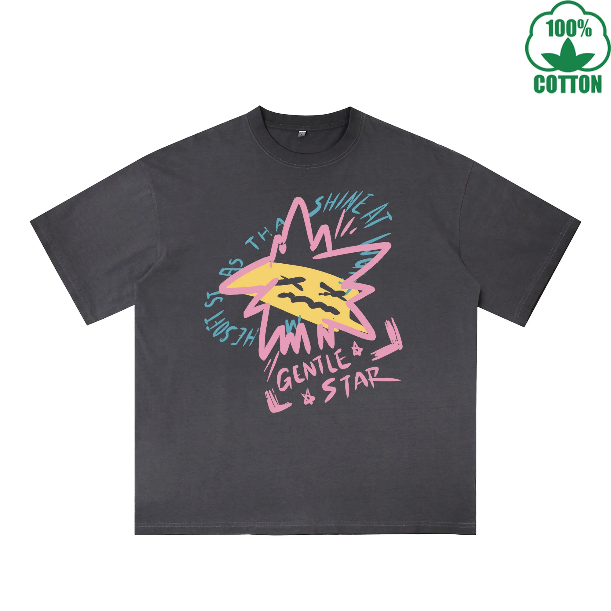 Gentle Star Printed Dirty WashT-Shirt 230G Multicolor Loose Trendy Short Sleeves Fashionable 100%Cotton Top
Gentle Star Printed Dirty WashT-Shirt 230G Multicolor Loose Trendy Short Sleeves Fashionable 100%Cotton Top