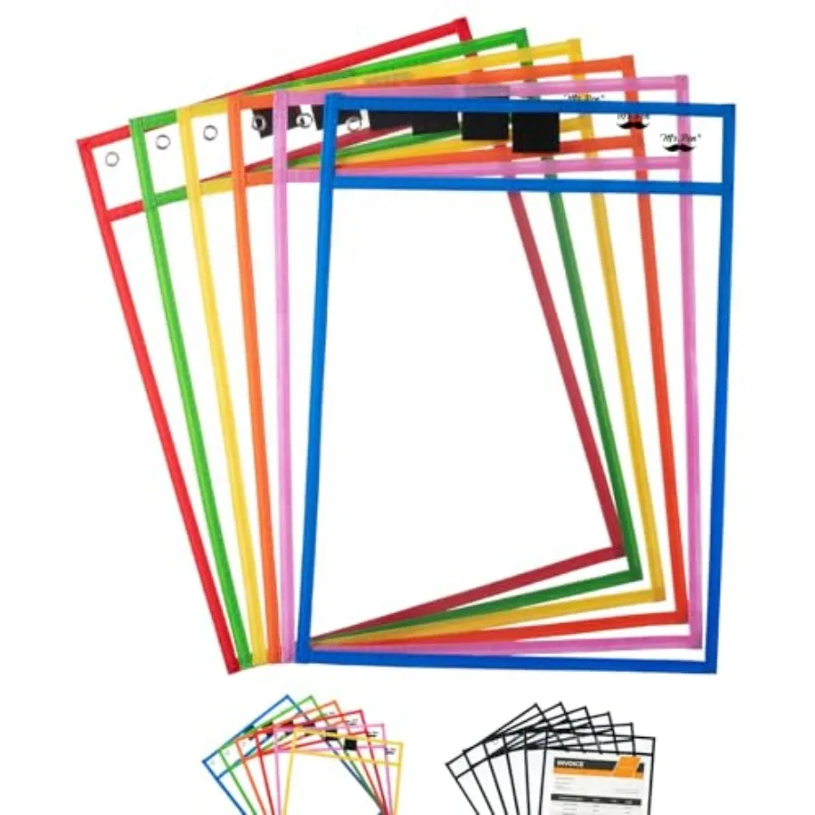 Reusable Dry Erase Pocket Sleeves, 10" x 14",,Colorful, Clear Plastic Paper Sleeves, Ticket Holders, Clear Plastic Sheet Protec
Reusable Dry Erase Pocket Sleeves, 10" x 14",,Colorful, Clear Plastic Paper Sleeves, Ticket Holders, Clear Plastic Sheet Protec