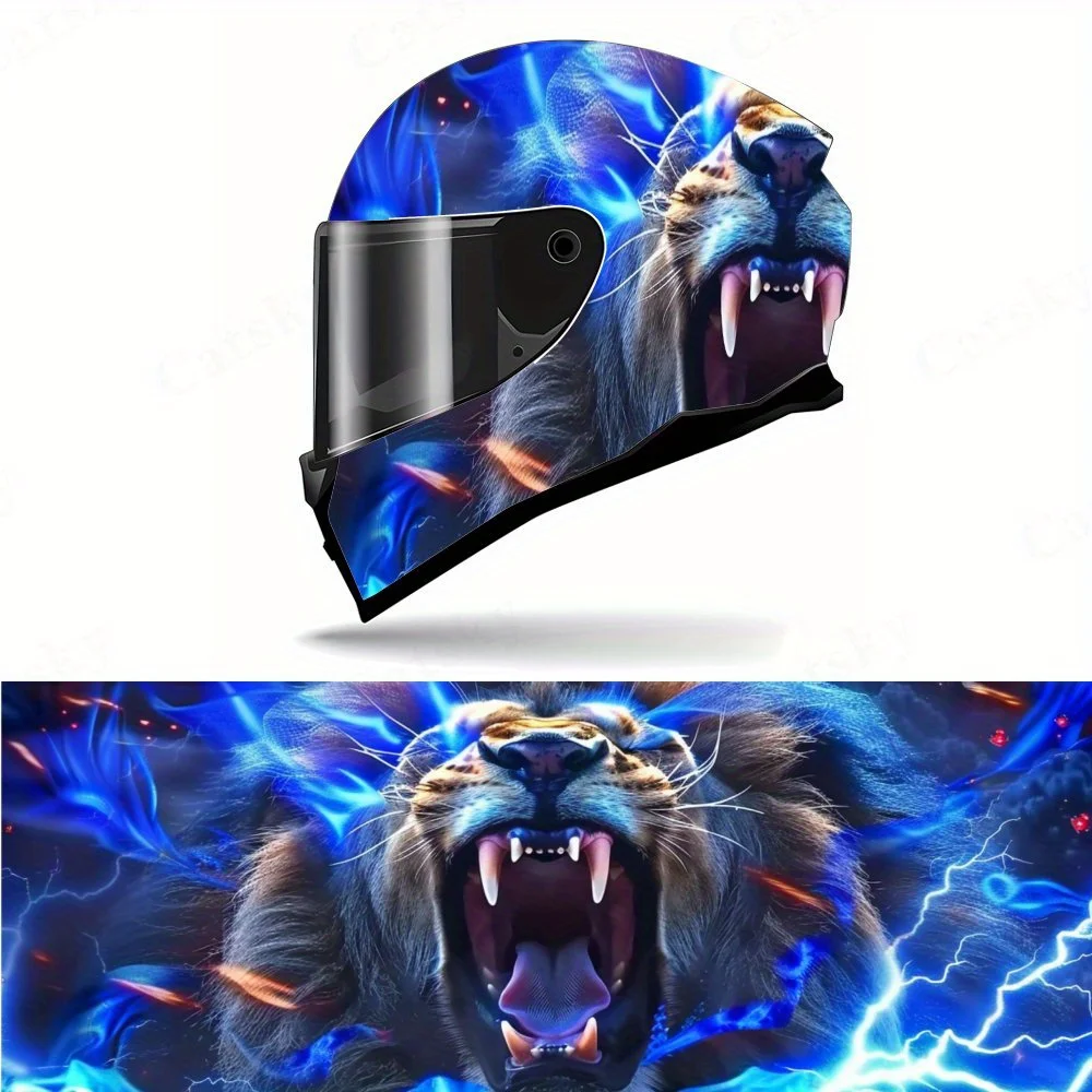 Phantom Electric Lion Helmet Sticker - Made of Strong and Tough PVC, Three-dimensional Blue Electric Lion Special Effects, Makin
Phantom Electric Lion Helmet Sticker - Made of Strong and Tough PVC, Three-dimensional Blue Electric Lion Special Effects, Makin