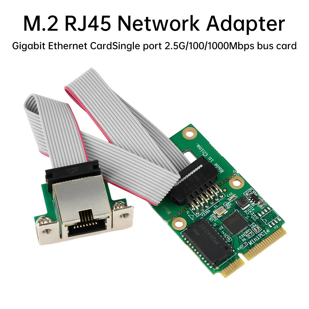 M. 2 RJ45 Network Adapter Gigabit Ethernet Card Single Port 2.5G/100Mbps Bus Network Card
M. 2 RJ45 Network Adapter Gigabit Ethernet Card Single Port 2.5G/100Mbps Bus Network Card