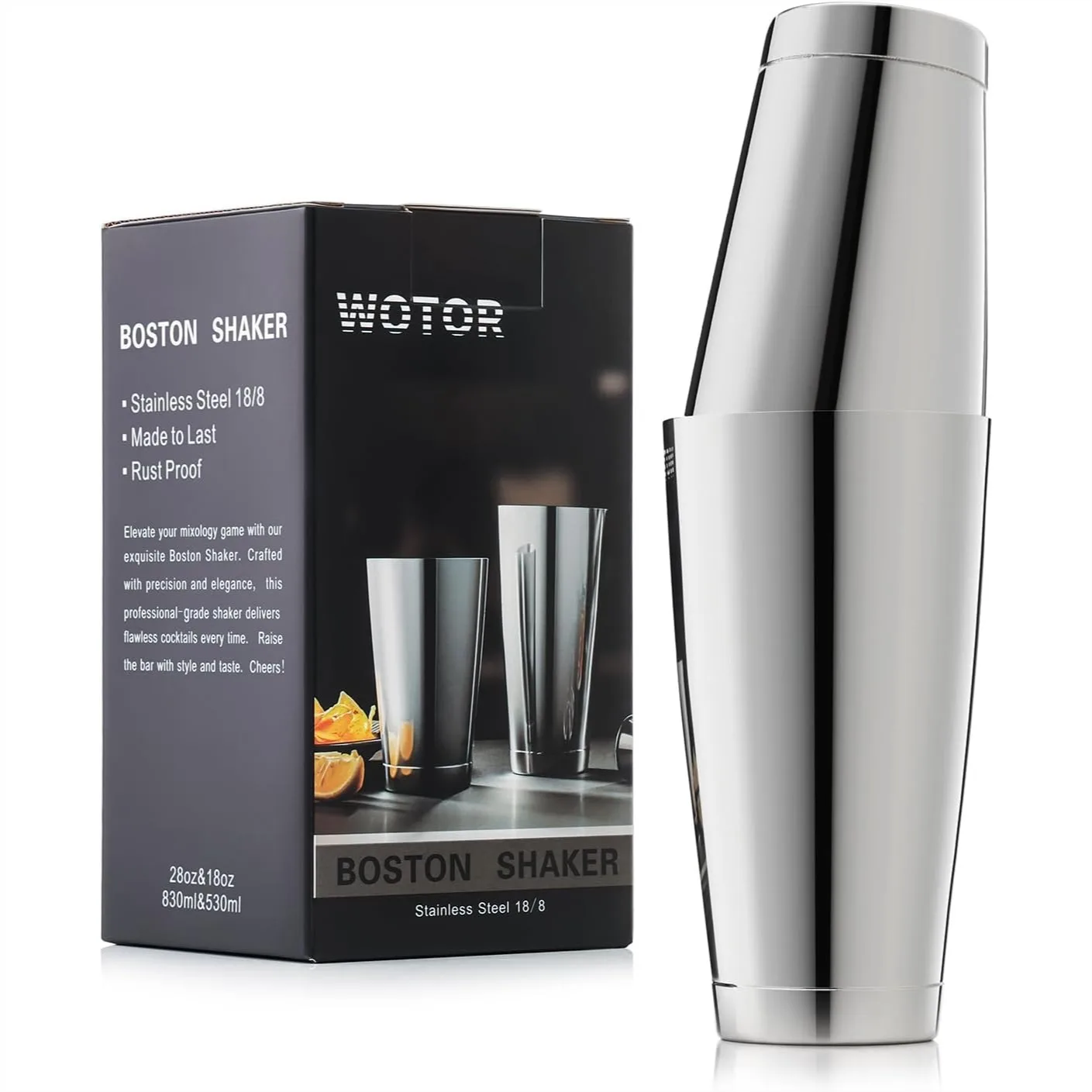 Boston Cocktail Shaker Set 18 Oz & 28 Oz Stainless Steel Weighted Shaker Tins Metal Martini Drink Mixer For Bartending Bar Tools Silver
Boston Cocktail Shaker Set 18 Oz & 28 Oz Stainless Steel Weighted Shaker Tins Metal Martini Drink Mixer For Bartending Bar Tools Silver