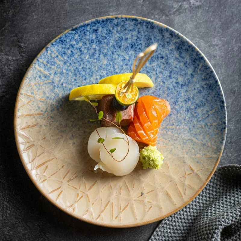 Creative Japanese Sushi Sashimi Round Ceramic Plate Breakfast Dessert Cold Dish Home Decor Dinner Plate Household Goods
Creative Japanese Sushi Sashimi Round Ceramic Plate Breakfast Dessert Cold Dish Home Decor Dinner Plate Household Goods