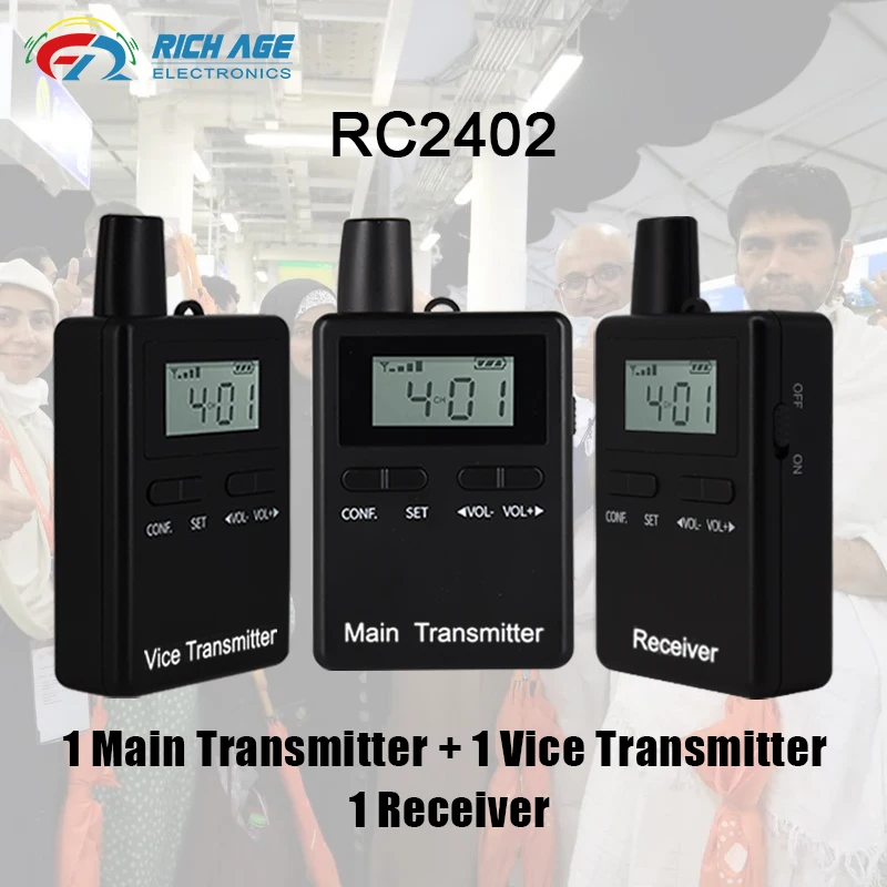 RC2402 Two-way Wireless Tour Guide 1 Main Transmitter Plus 1 Vice Transmitter Plus 1 Receiver With Microphone For Church Riding
RC2402 Two-way Wireless Tour Guide 1 Main Transmitter Plus 1 Vice Transmitter Plus 1 Receiver With Microphone For Church Riding