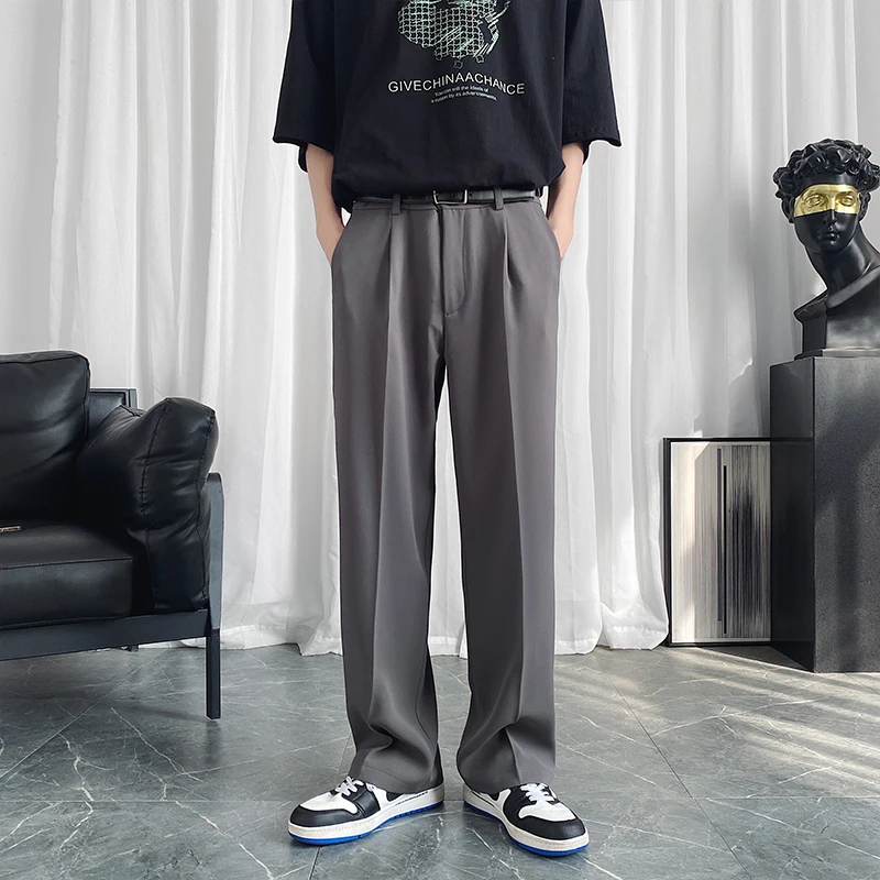 Grey Casual Loose Straight Leg Summer Thin High-End Feeling Men's West Pants Trendy Brand Ice Silk Long Trousers
Grey Casual Loose Straight Leg Summer Thin High-End Feeling Men's West Pants Trendy Brand Ice Silk Long Trousers