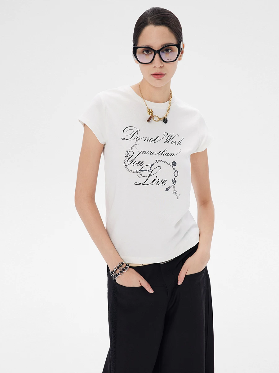 SNU Original Design Women's Slim Fit Short Sleeve T-shirt round Neck Letter Print Casual Style Cotton Blend Summer Top
SNU Original Design Women's Slim Fit Short Sleeve T-shirt round Neck Letter Print Casual Style Cotton Blend Summer Top