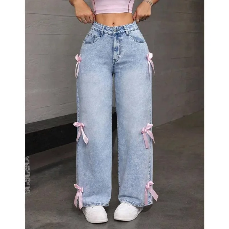 Y2K Street Girl Bow Jeans Knot Denim Pants Women's Fashion Cross-Border Elastic Waist Spring Summer Trend
Y2K Street Girl Bow Jeans Knot Denim Pants Women's Fashion Cross-Border Elastic Waist Spring Summer Trend