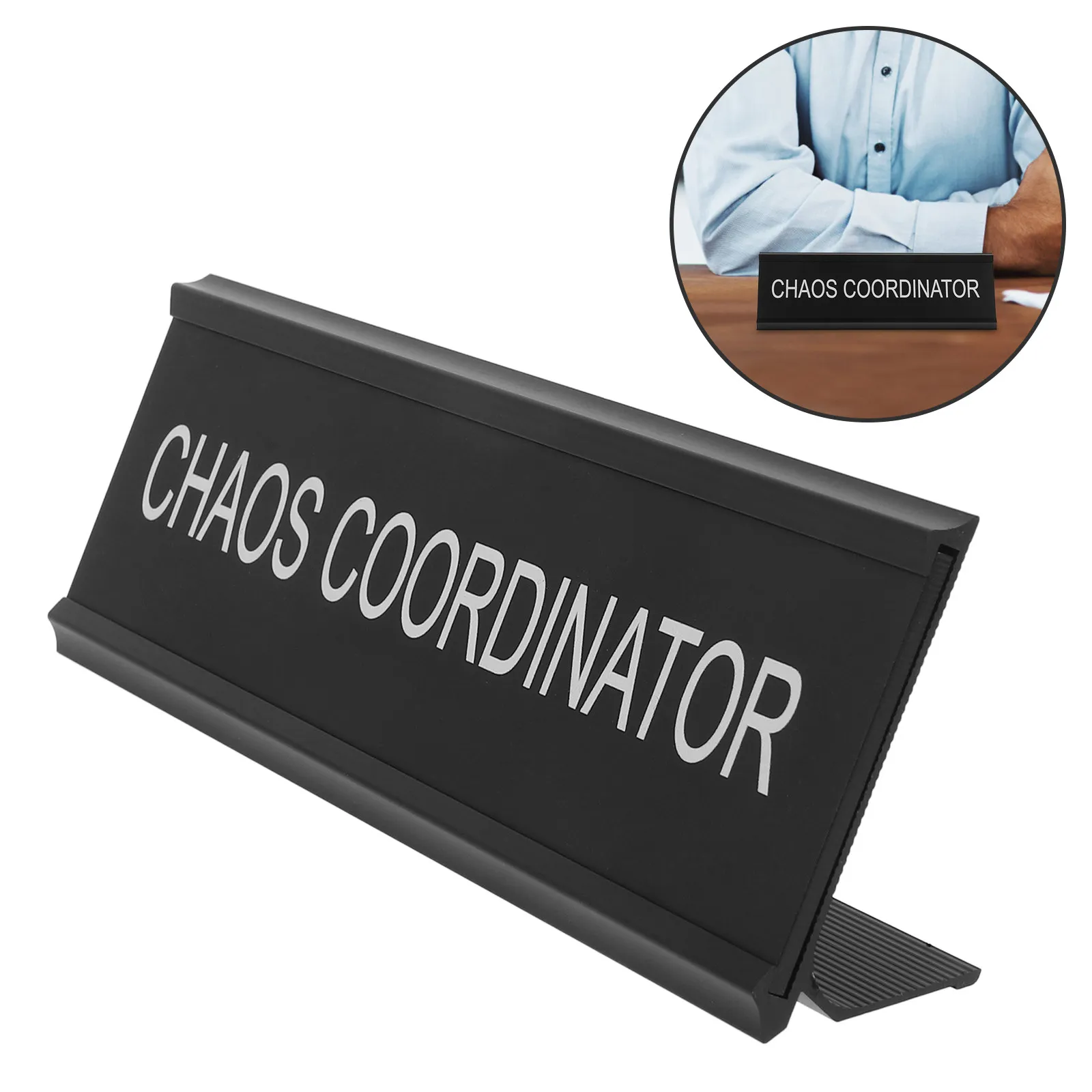 L-Shaped Aluminum Alloy Chaos Coordinator Desk Plaque Office Name Plate Funny Decorative Sign for Home Office Workspace
L-Shaped Aluminum Alloy Chaos Coordinator Desk Plaque Office Name Plate Funny Decorative Sign for Home Office Workspace