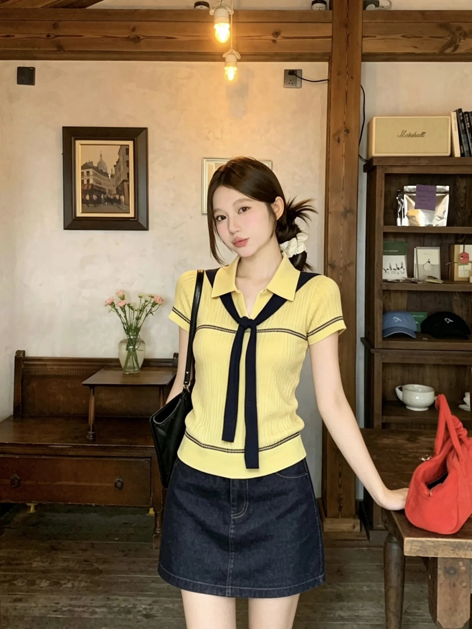 Kumikumi College Style Color Block Neck Short Sleeve T-Shirt Women's Slim Fit Casual Top Fashionable Summer Versatile
Kumikumi College Style Color Block Neck Short Sleeve T-Shirt Women's Slim Fit Casual Top Fashionable Summer Versatile