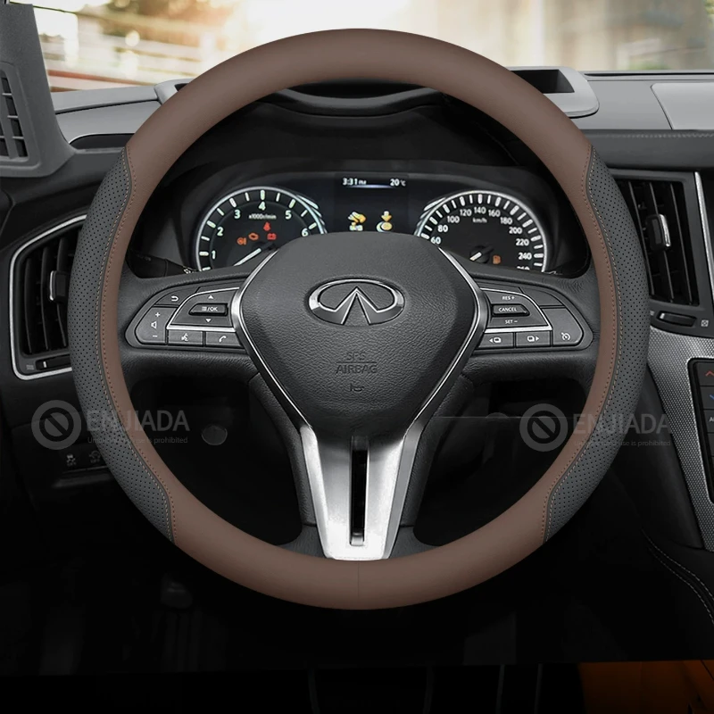 Leather Car Steering Wheel Cover for Infiniti Q50 G37 Qx70 Q70 Fx35 Q30 G35 G25 Qx80 Qx60 Qx50 Qx30 Auto Interior Accessories
Leather Car Steering Wheel Cover for Infiniti Q50 G37 Qx70 Q70 Fx35 Q30 G35 G25 Qx80 Qx60 Qx50 Qx30 Auto Interior Accessories