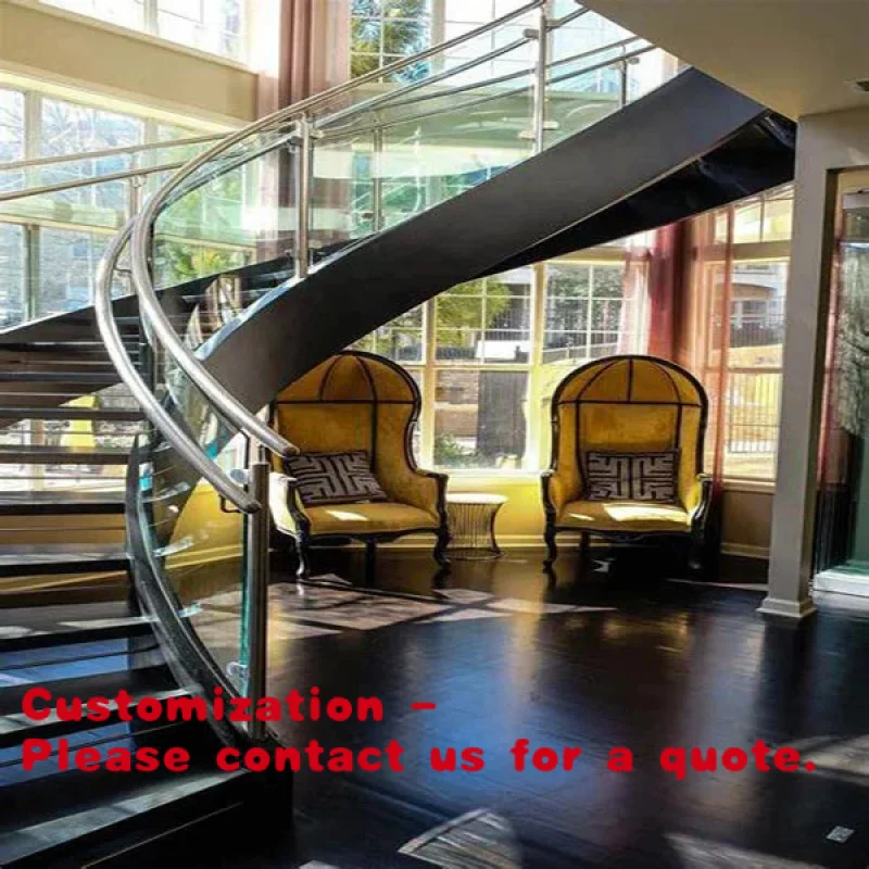 custom.Modern Indoor Curved Staircase with Durable Metal Wood and Glass Railing Beautiful Foyer Design
custom.Modern Indoor Curved Staircase with Durable Metal Wood and Glass Railing Beautiful Foyer Design