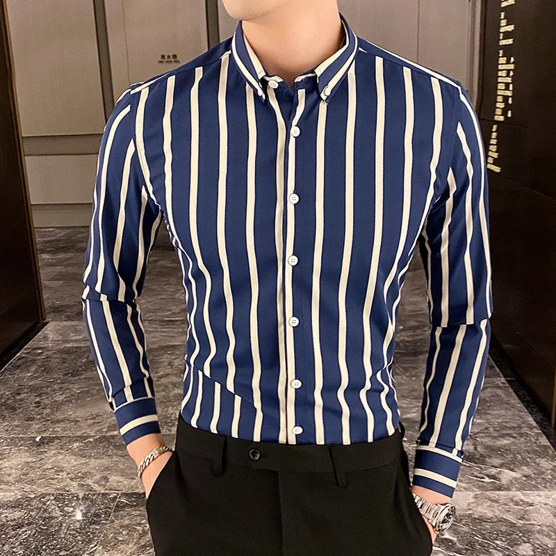 Camisas De Hombre Korean Luxury Clothing New Long Sleeve Striped Social Shirts For Men Business Casual Formal Blouse Homme 5XL-M
Camisas De Hombre Korean Luxury Clothing New Long Sleeve Striped Social Shirts For Men Business Casual Formal Blouse Homme 5XL-M