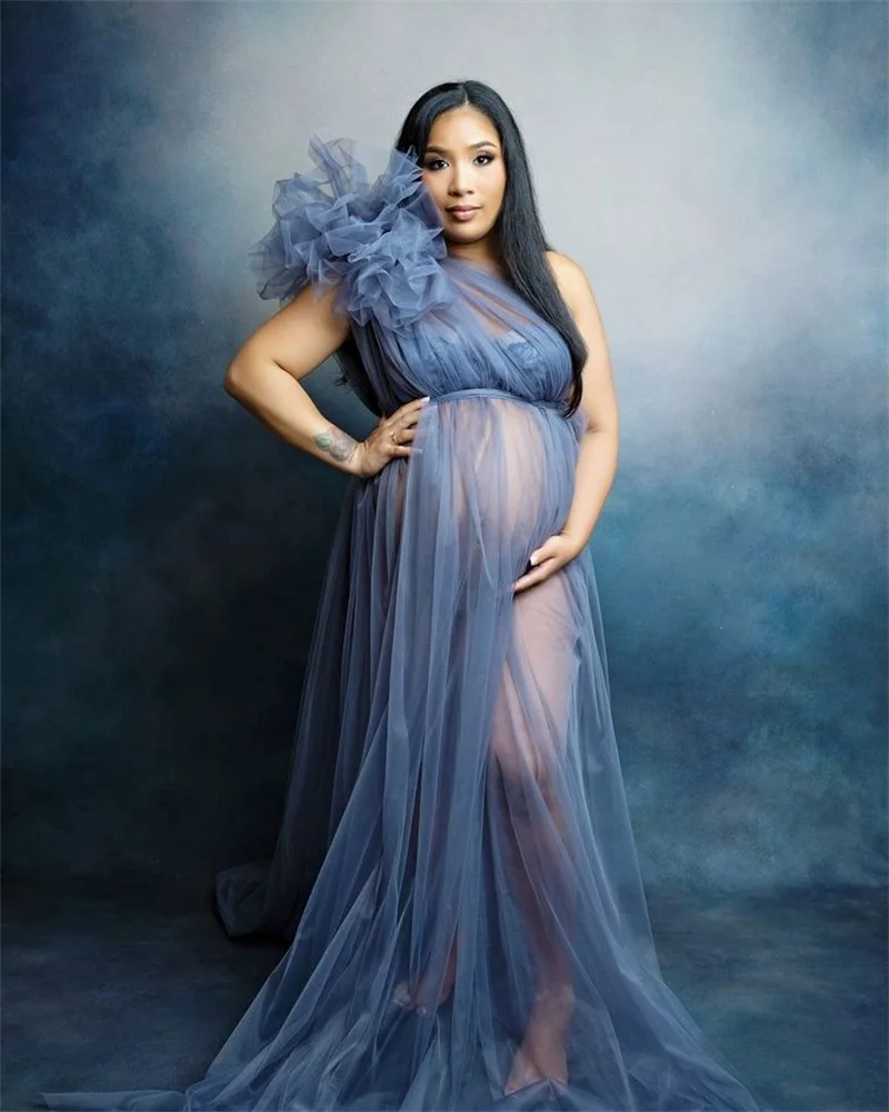 Grey Blue Women Pregnant Prom Dress One Shoulder Maternity Sheer Tulle Bridal Robe Mother Wedding Party Evening Gown Customized
Grey Blue Women Pregnant Prom Dress One Shoulder Maternity Sheer Tulle Bridal Robe Mother Wedding Party Evening Gown Customized