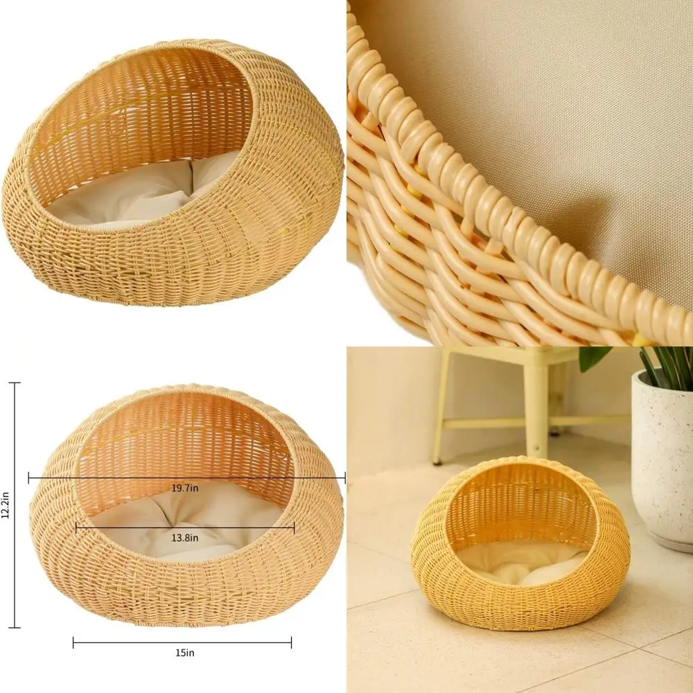 Круглая кровать из ротанга с подушкой для кошек и маленьких собак, плетеный корзина для домашних животных
Круглая кровать из ротанга с подушкой для кошек и маленьких собак, плетеный корзина для домашних животных