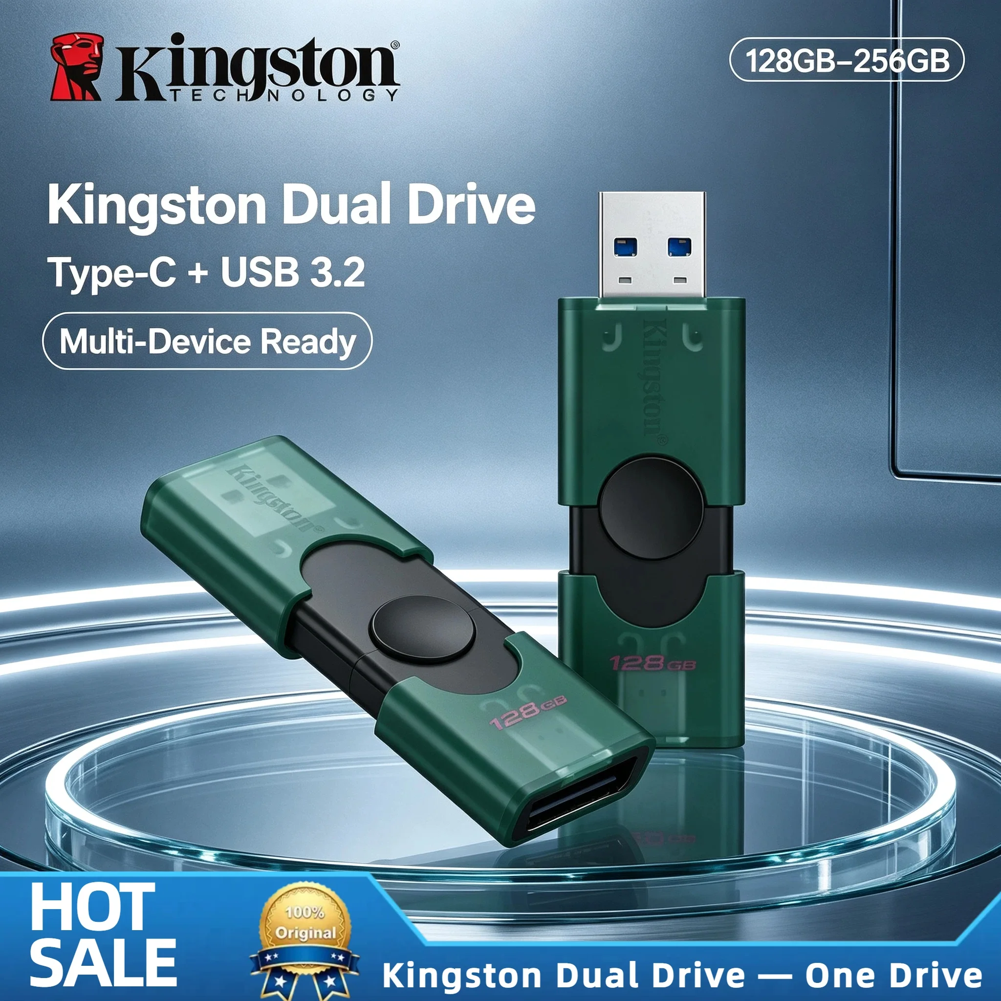 Kingston Dual OTG DTDEG2 USB 3.2 Flash Drive 128GB 256GB Type C A Memory Stick for iPhone 15 16 Original U Disk Pro Max
Kingston Dual OTG DTDEG2 USB 3.2 Flash Drive 128GB 256GB Type C A Memory Stick for iPhone 15 16 Original U Disk Pro Max
