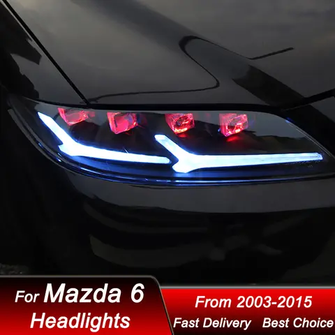 Car LED Headlights For Mazda 6 2003-2015 new style led Headlamp Assembly Upgrade High Configure Projector Lens Accessories Kit