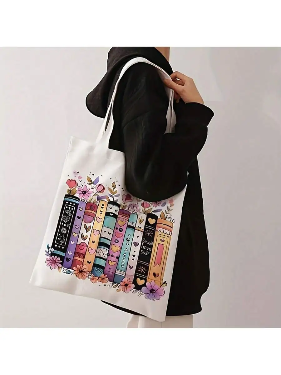 Floral Book Print Casual Tote Bag Single Shoulder Reusable Shopping Bag
Floral Book Print Casual Tote Bag Single Shoulder Reusable Shopping Bag
