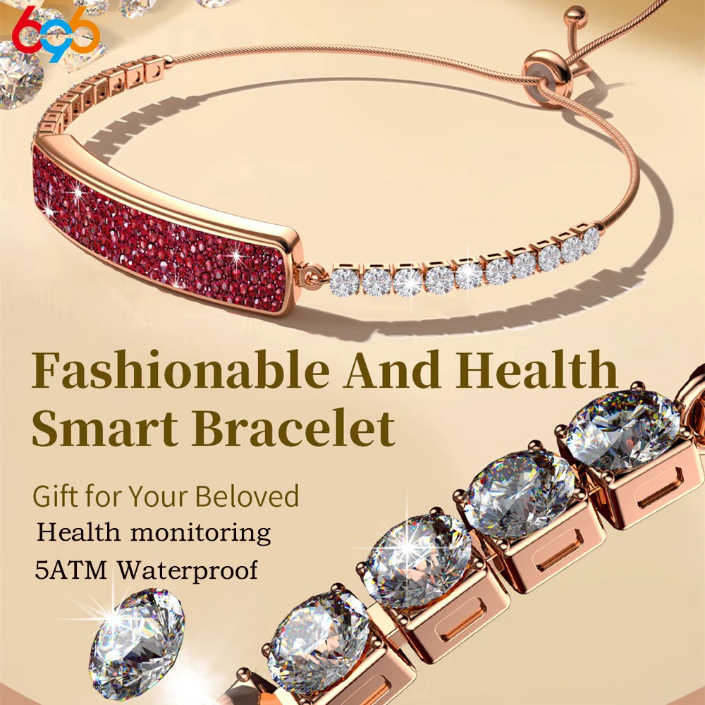 Смарт-браслет для женщин, здоровье, 24 часа, монитор сердечного ритма, сна, 5 атм, водонепроницаемый ремешок для часов с бриллиантами, женский смарт-браслет, подарок на фестиваль девушки 
Смарт-браслет для женщин, здоровье, 24 часа, монитор сердечного ритма, сна, 5 атм, водонепроницаемый ремешок для часов с бриллиантами, женский смарт-браслет, подарок на фестиваль девушки