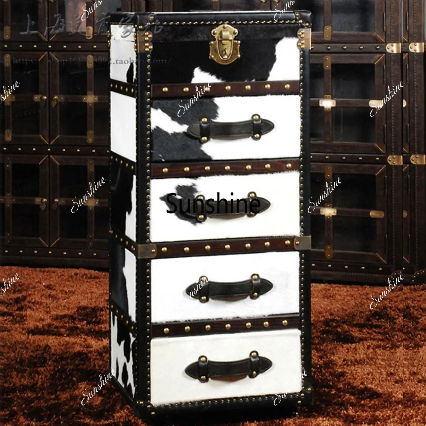 Medieval furniture American milk cowhide porch cabinet
Medieval furniture American milk cowhide porch cabinet