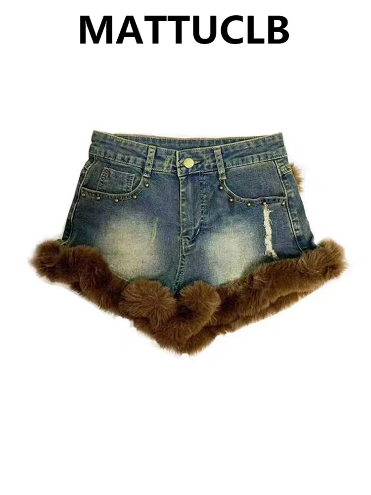 Women Kpop American Retro Low Rise Denim Shorts Faux Fur Patchwork Y2K 2000s Harajuku High Street Jean Hot Pants Coquette Gyaru
Women Kpop American Retro Low Rise Denim Shorts Faux Fur Patchwork Y2K 2000s Harajuku High Street Jean Hot Pants Coquette Gyaru
