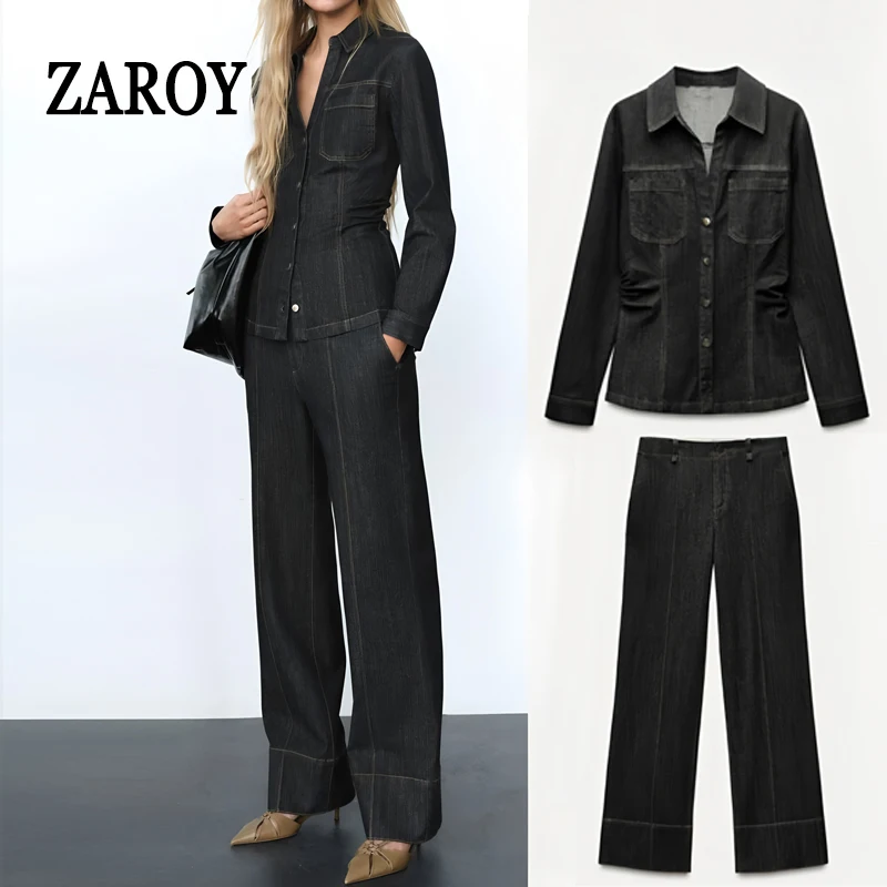 ZAROY Women Denim Pant Suits Two Pieces 2025 Spring Long Sleeve Lapel Denim Shirt Tops And Wide Leg Jeans Casual Denim Outfit
ZAROY Women Denim Pant Suits Two Pieces 2025 Spring Long Sleeve Lapel Denim Shirt Tops And Wide Leg Jeans Casual Denim Outfit