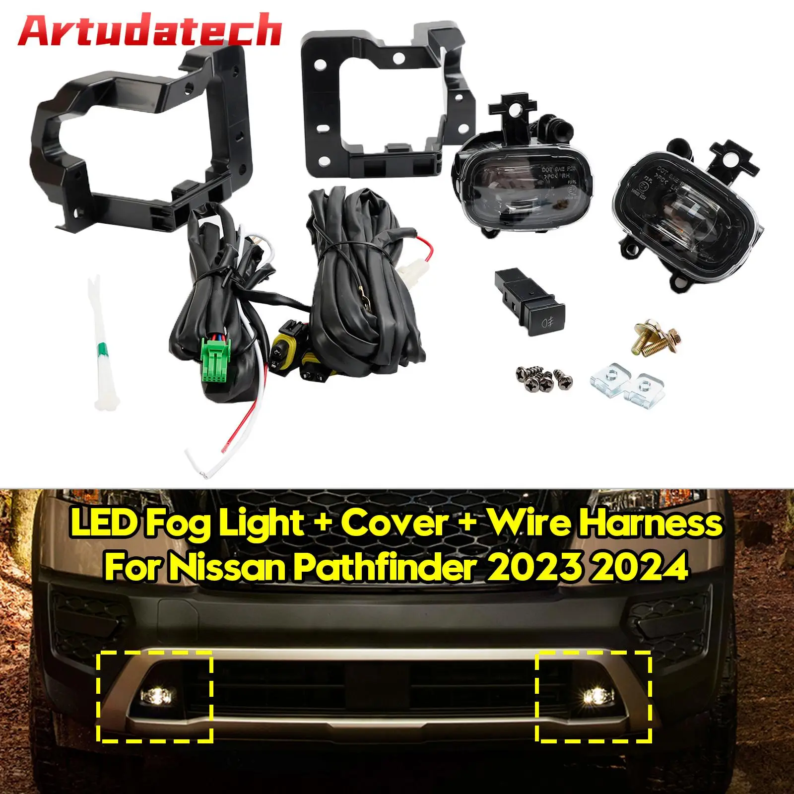 Artudatech Front Bumper LED Fog Light + Cover +Wire Harness For Nissan Pathfinder 2023 2024
Artudatech Front Bumper LED Fog Light + Cover +Wire Harness For Nissan Pathfinder 2023 2024