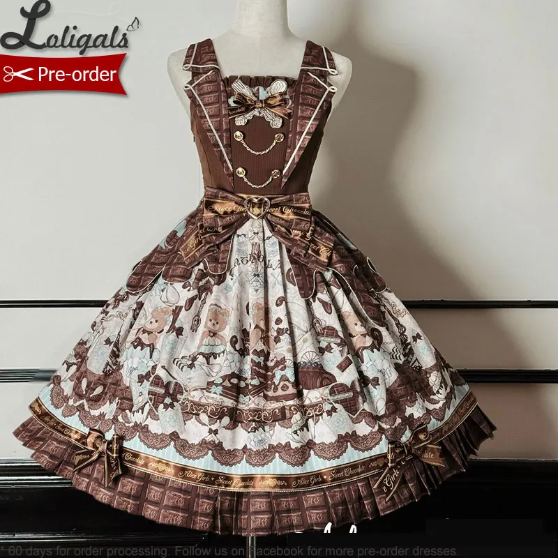 Pre-order ~ Sweet Lolita JSK Dress Vintage Sleeveless Short Dress ~ School Chocolate Bear by Alice Girl
Pre-order ~ Sweet Lolita JSK Dress Vintage Sleeveless Short Dress ~ School Chocolate Bear by Alice Girl